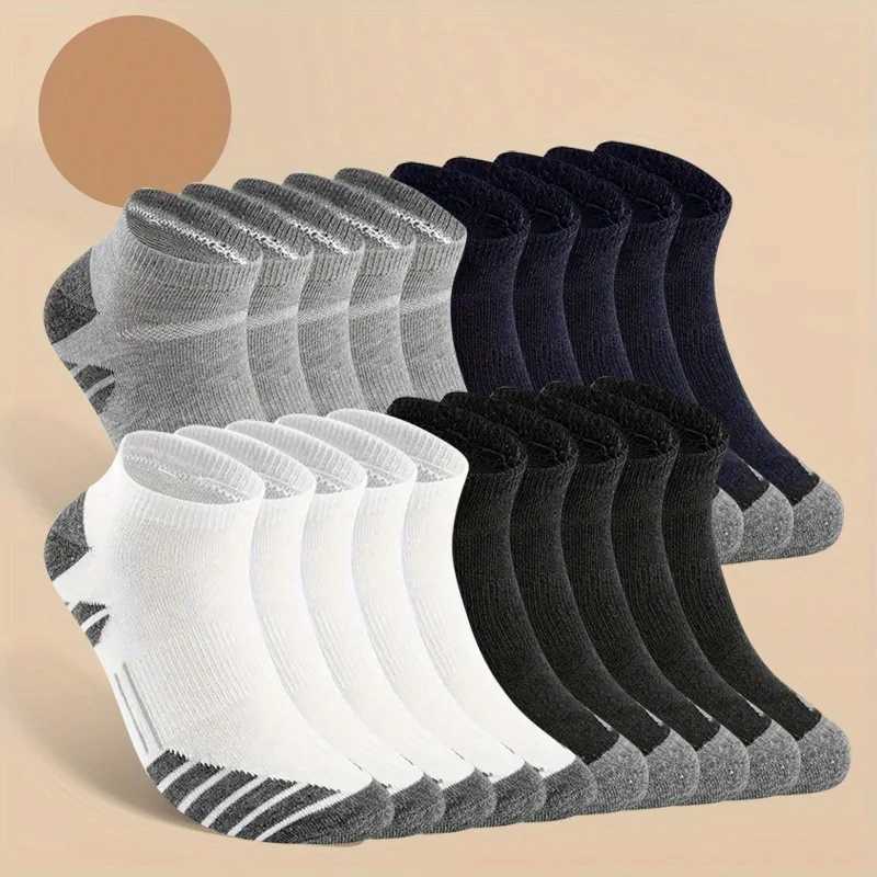 10 Pairs Cool Men Black White Four Seasons Cotton Sock Set Male Solid Color Breathable Sports Running Big Size Socks For Men Z250731