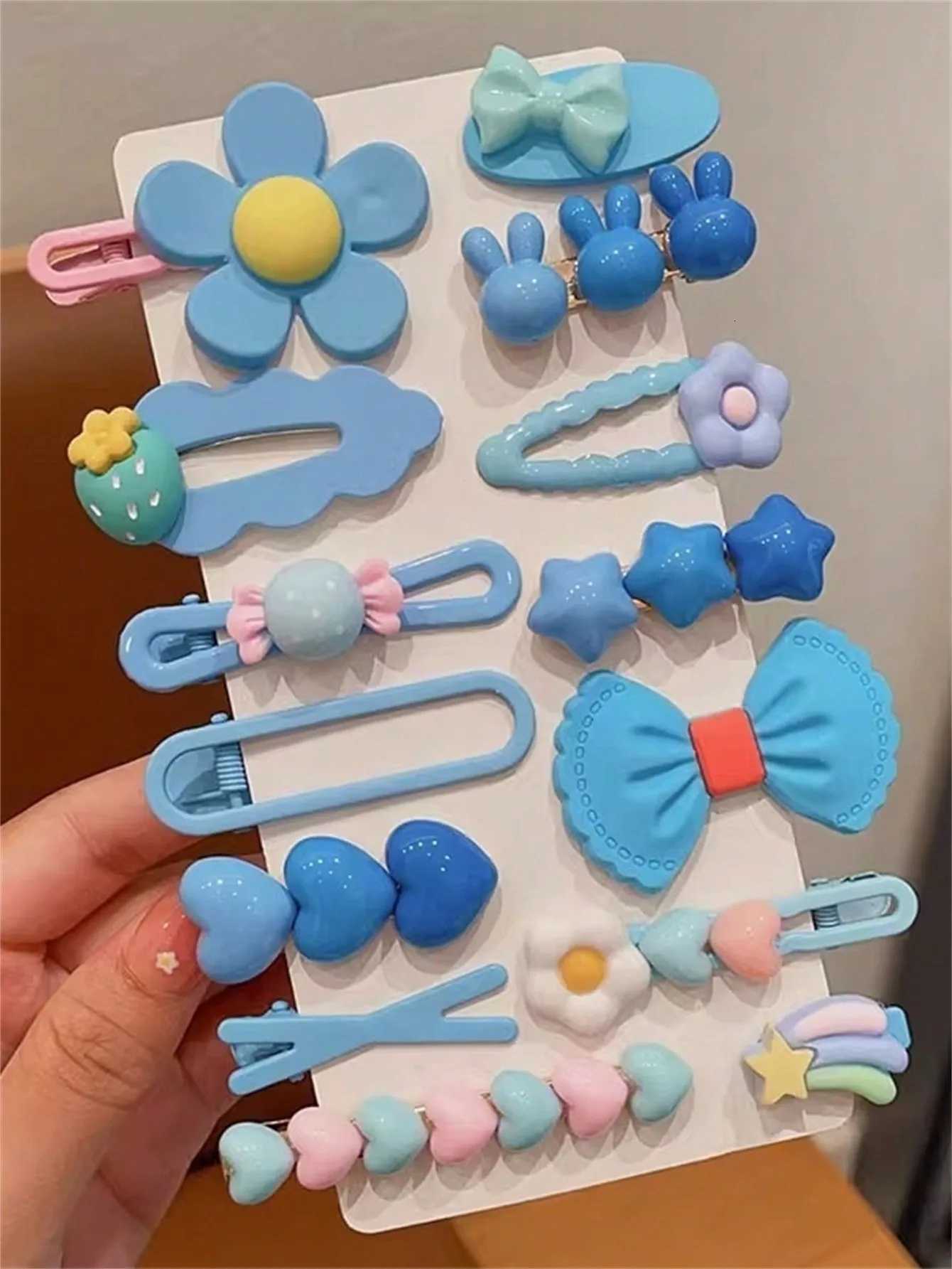 14-piece Hairpin set Ladies Pink Hairpin Floral side clip Colorful hairpin Cute candy color hairpin clip Headpiece R250730