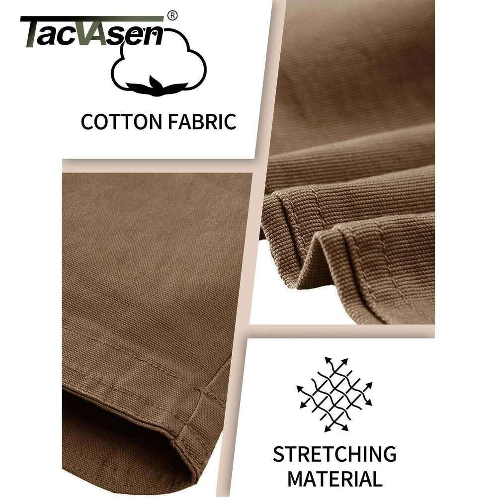 TACVASEN IX9 City Cargo Mens Multi Pockets Work Cotton Stretch Casual Trousers Outdoor Training Hiking Pants Male