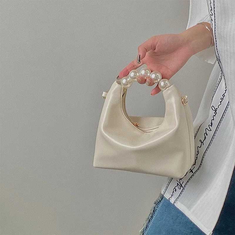 Pearl Handle Women Small Clutch Handbags Fashion Chain Female Shoulder Messenger Bag Solid Color Ladies Hobos Tote Purse Bag Y250730