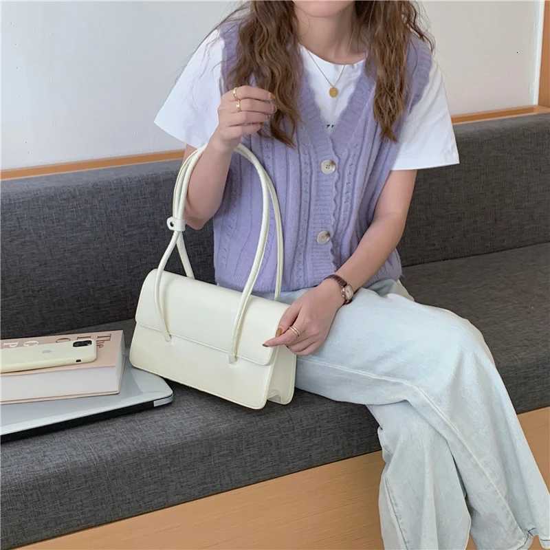 Simple Womens Underarm Bag Vintage Green Ladies Square Shoulder Bags Winter Fashion Female Tote Purse Top Handle Handbags Y250730