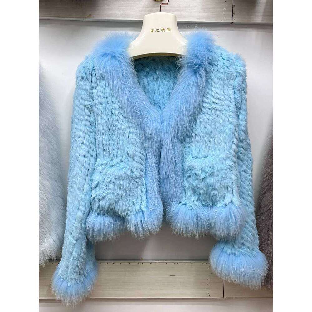 Designer Clothing 2023 Natural Rabbit Coats Knitted Women's New Real Fox Fur Jackets Woman Clothing Fashion