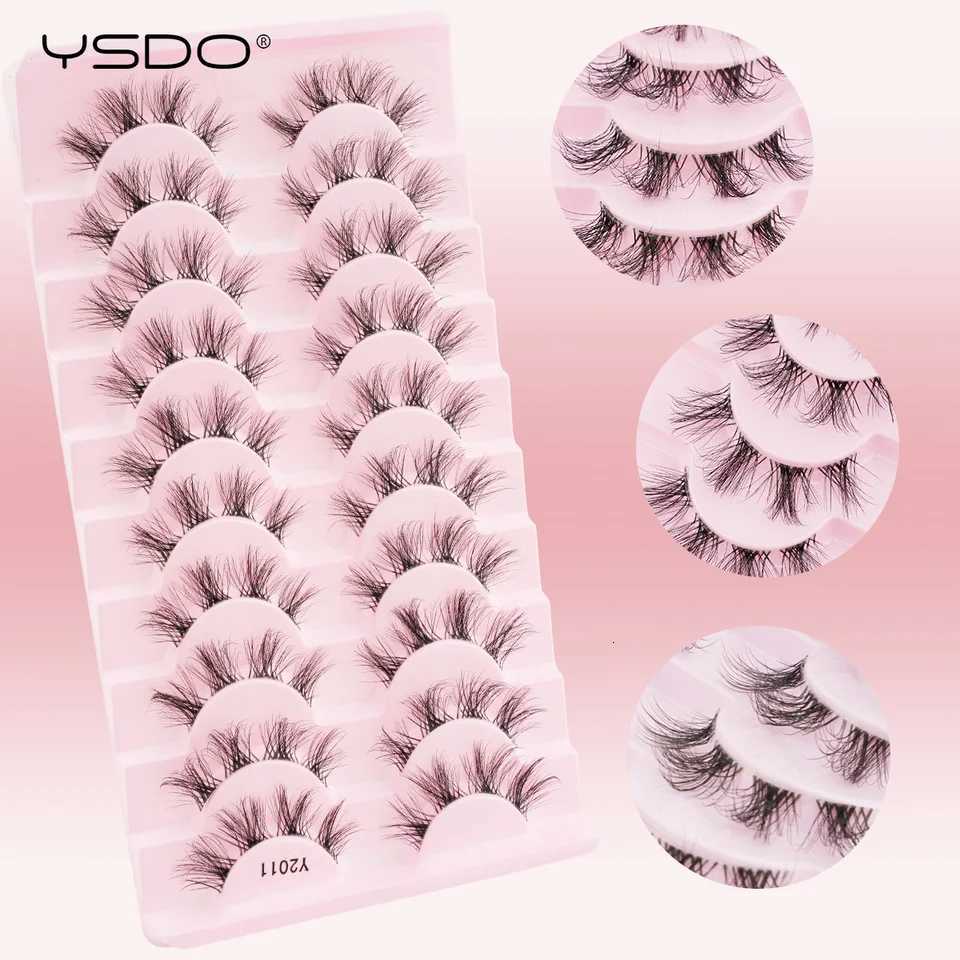 10 Pairs Natural Long Eyelashes Wispy Soft 3D Mink Lashes Reusable Cat Eye Lashes Makeup Eyelash Extension Faux Cils Z250730