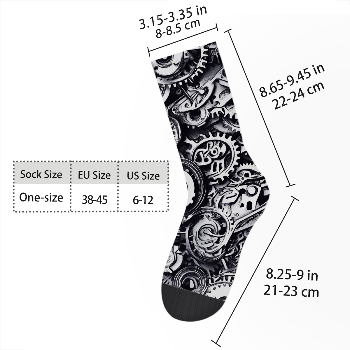 Steampunk Gear Design Unisex Tube Designer Socks C129