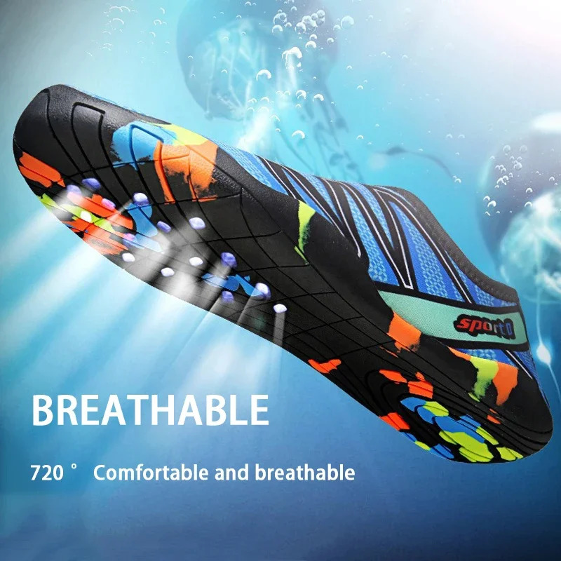 Quick Drying Aqua Shoes Summer Beach Water-Shoe Men Women Swimming Wading Barefoot Shoes Breathable Nonslip Wading Trainers 250725