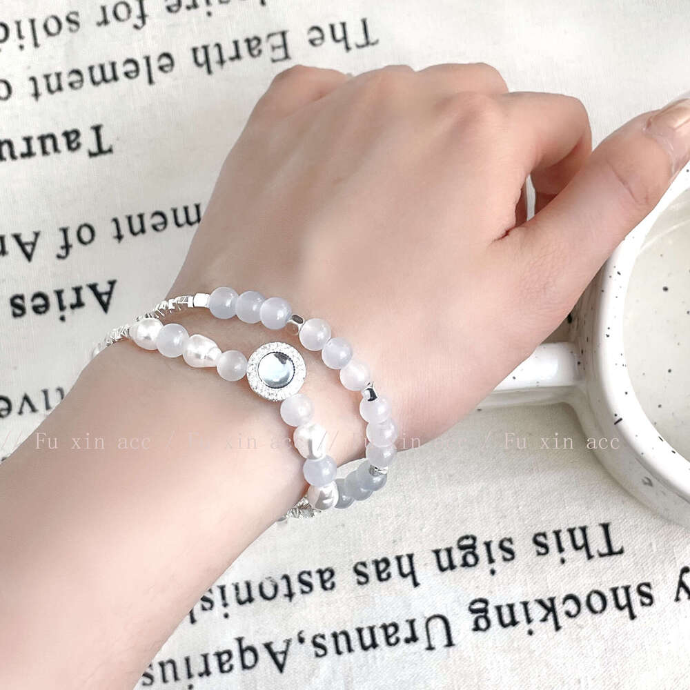 Blue~Sier Fragment Pearl Starfish Shell Beaded Light Niche High-end Exquisite Bracelet d15