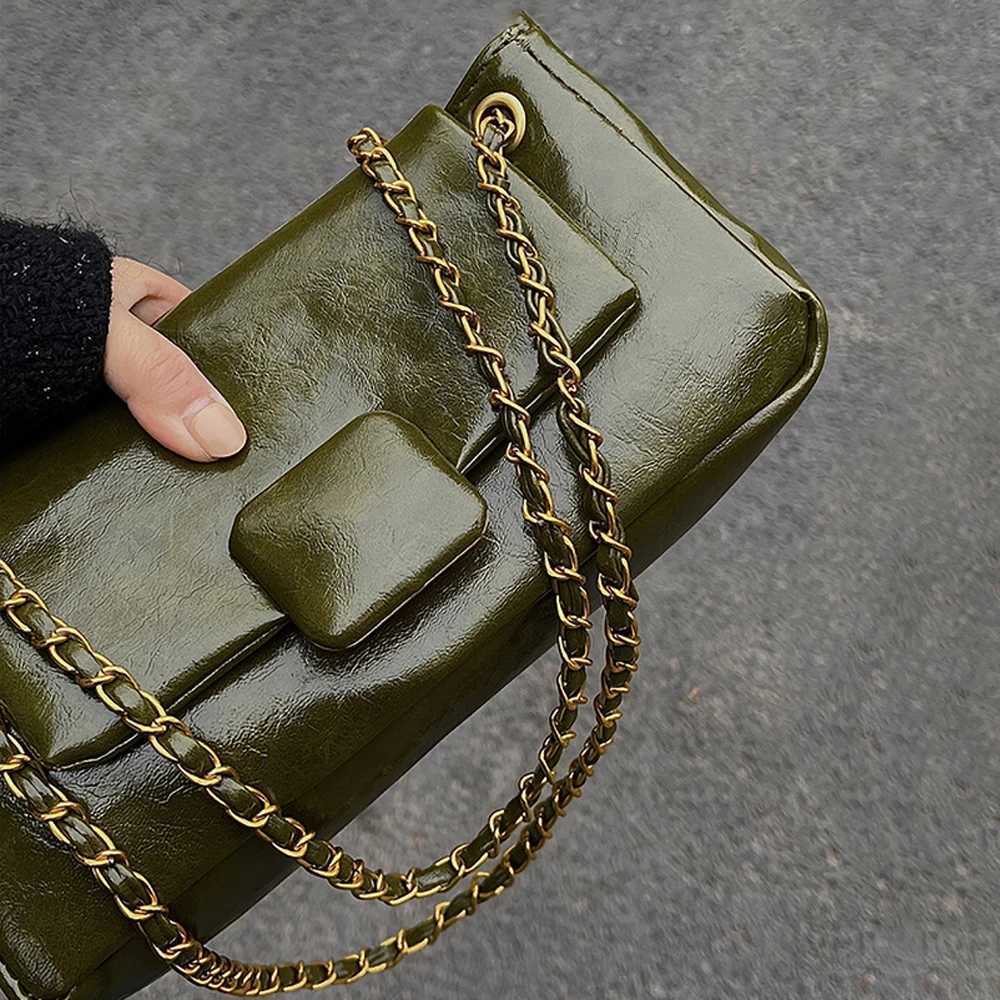 Womens Underarm Shoulder Bags 2023 New Texture PU Leather Chains Messenger Bag Korean Temperament All-match Handbags Y250730