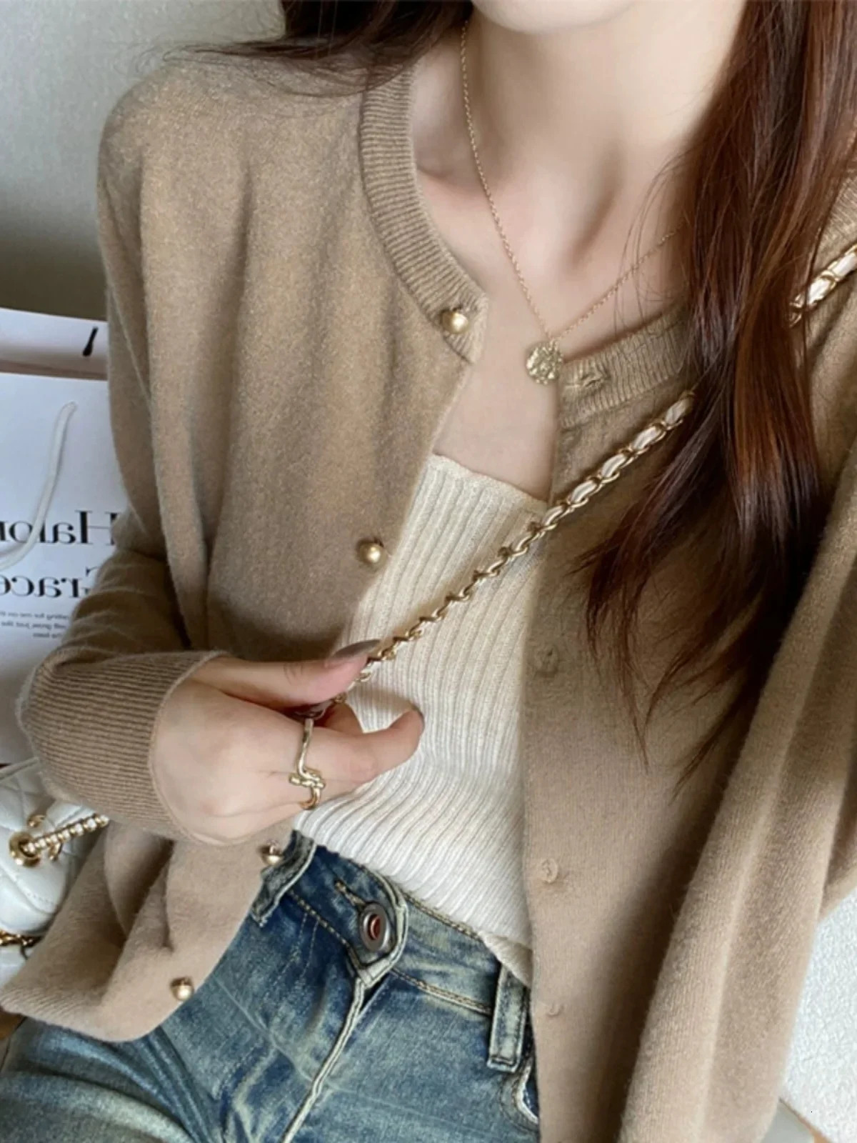 Solid Color Knitted for Women Cardigan Korean Single Breasted Long Sleeve Jumper Woman Round Neck All Match Cardigans Outwear 250730