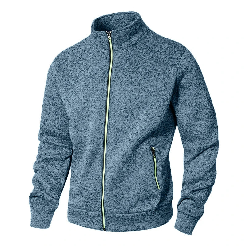 Mens Stand Collar sweatshirts casual zipper Cardigan Jacket outdoor Long Sleeve Solid Color Pullover Lightweight Streetwear 250729