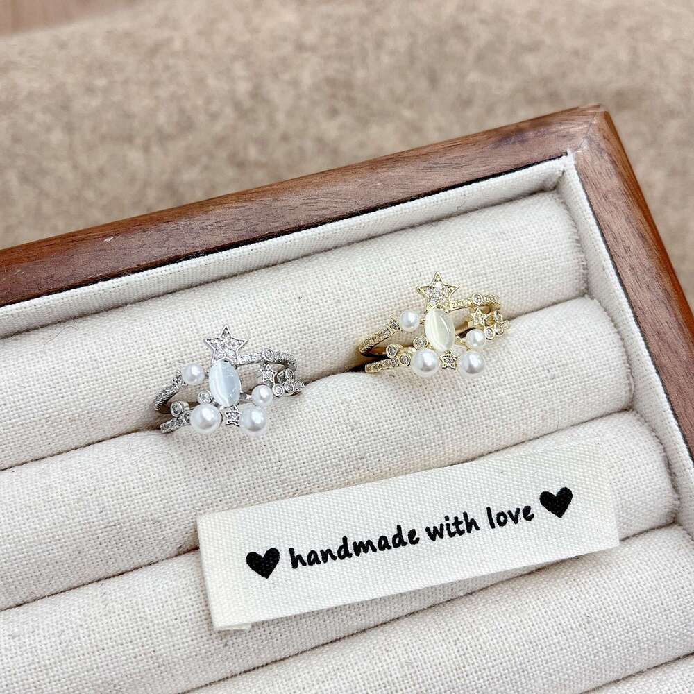 Mangxing Pearl Zircon Double Layer for Women, Elegant and Luxurious High-end Index Finger Ring, Unique Niche Design Ring d5d