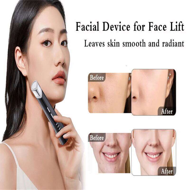Home Use Beauty Equipment Anti-aging Skincare Wand Red Blue Light Therapy Vibrating EMS Eye Facial Lifting Device Face Massager