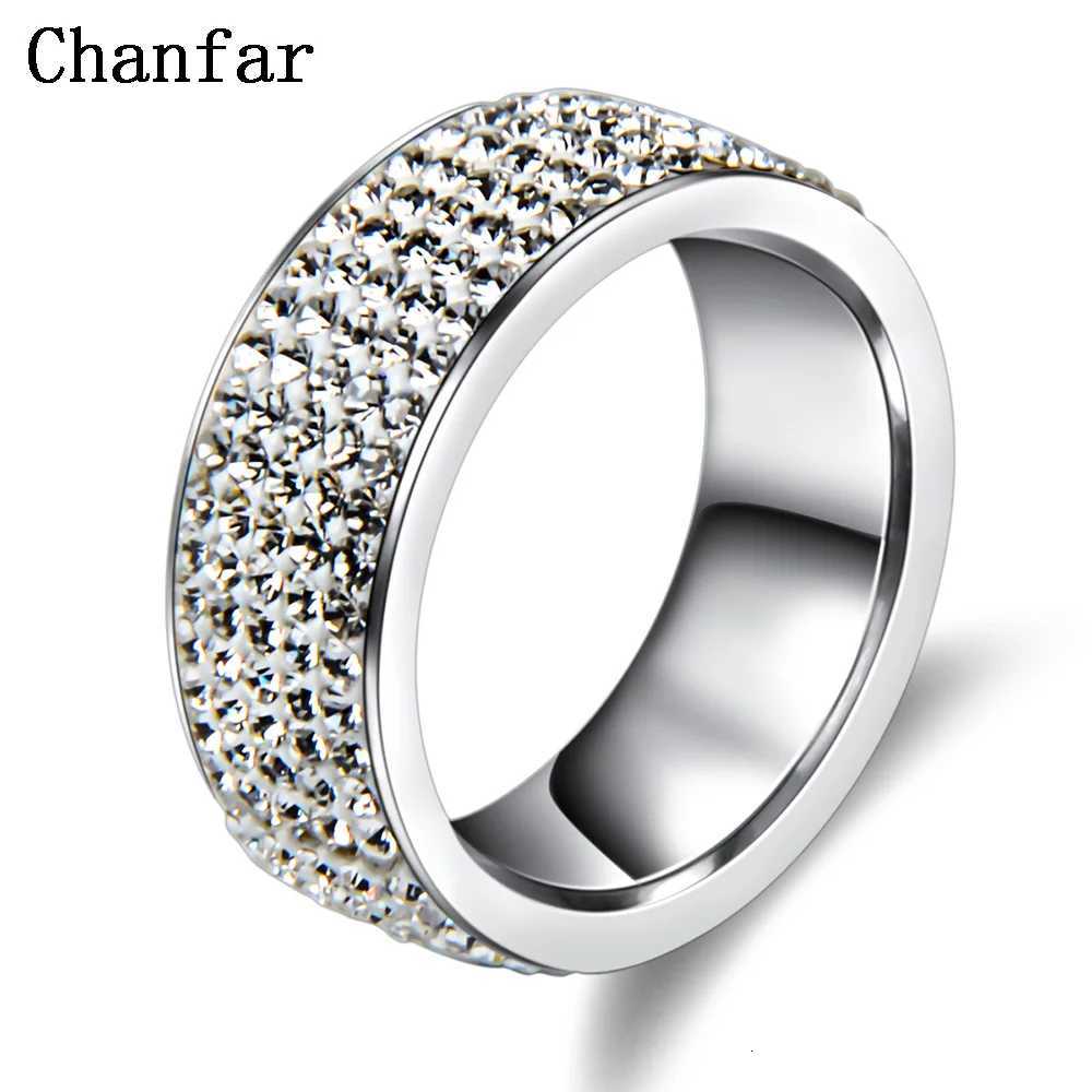 Chanfar High Quality Crystal Stainless Steel Ring Multicolor Women Elegant Finger Love Wedding Engagement Ring For Women Jewelry y250730