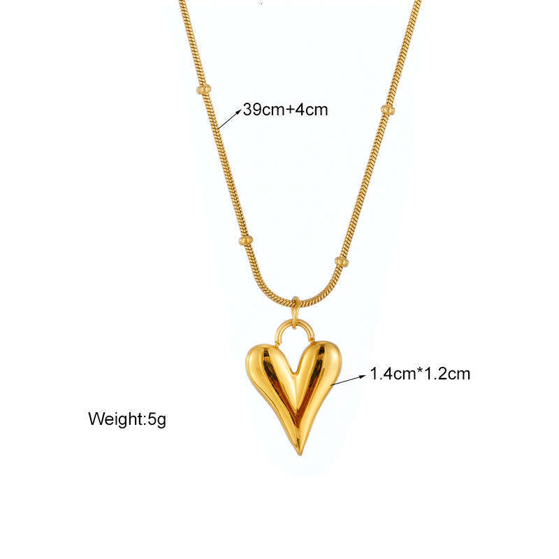 designer Fashion Niche High-End Minimalist Chain Heart Metal Titanium Steel Cool Style Versatile Necklace
