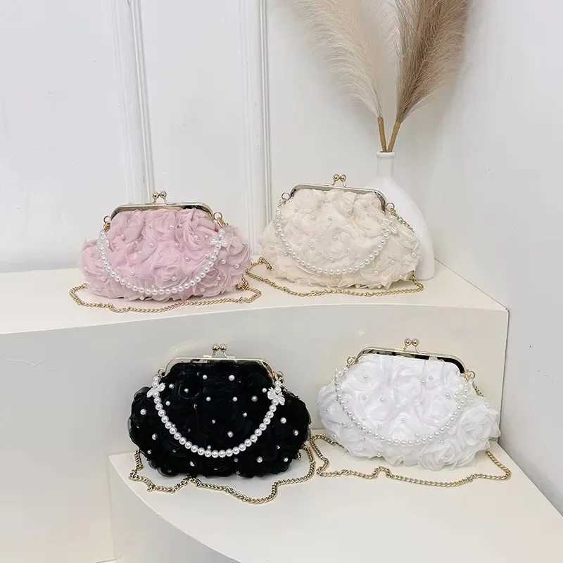 Microfiber Flowers CHAINS Crossbody Bags Hasp Beading Sweet Ladies Bags Sale 2025 Solid Spring FAshion Shoulder Bag Y250730