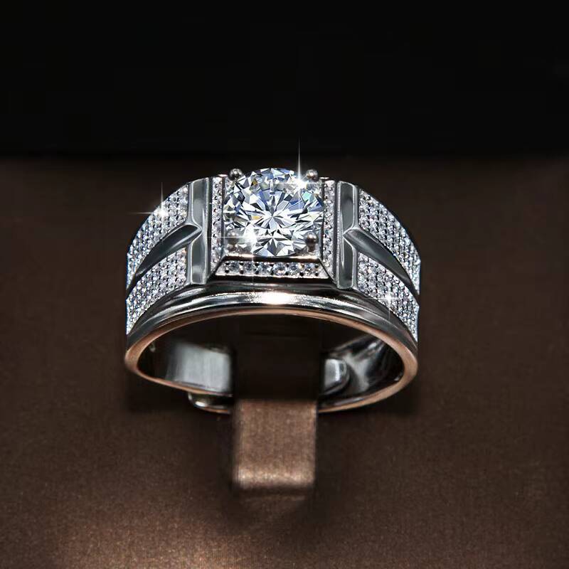 Hot Selling Jewelry Hip-hop Ring Mens 925 Sterling Silver Five Rows Full Inlaid VVS1D Color Moissanite Diamond Mens Ring