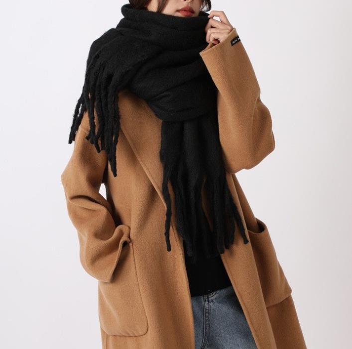 Mohair Scarf Winter Women White Large Scarf Soft Pure Color Scarf Tassel Neck Warmer High-end Gift Box 250726