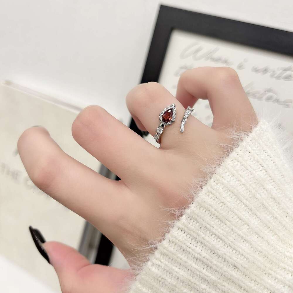 Light Luxury Zircon Sparkling Snake-Shaped Silver Open Ring High-Quality Texture Simple Versatile Trendy Cool Women's Jewelry 445