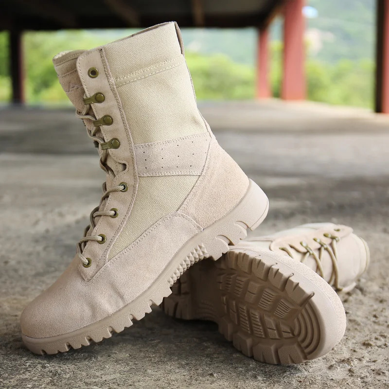 Mens High Top Training Boots Genuine Leather Boots Outdoor Anti slip Wear-resistant Hiking Work shoes Fashionable Sneaker 250729