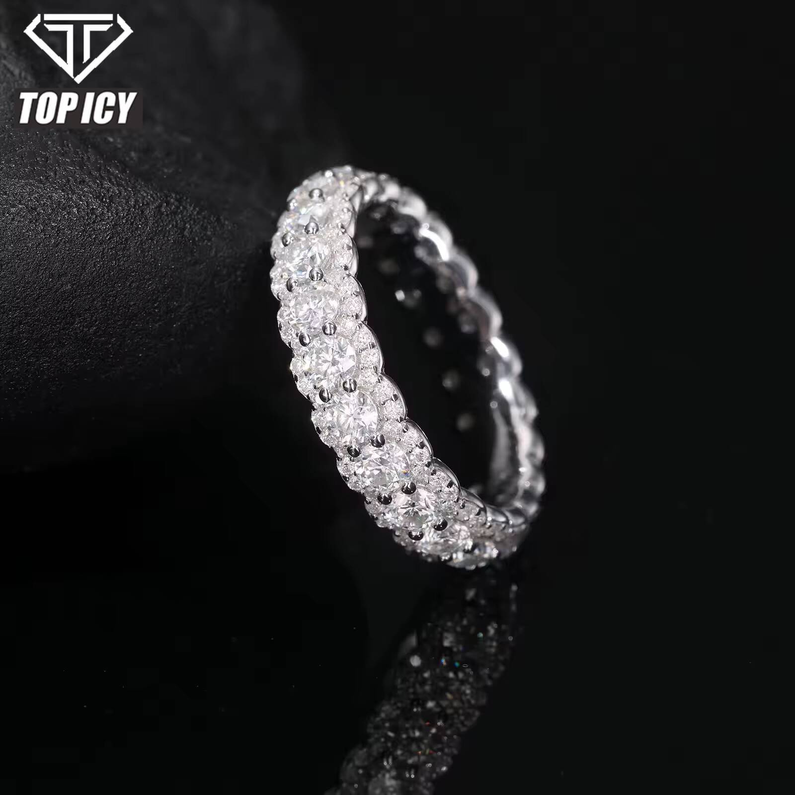 D Color Moissanite Diamonds Eternity Band 925 Sterling Silver Ring Eternal Diamond Wedding Band Jewelry