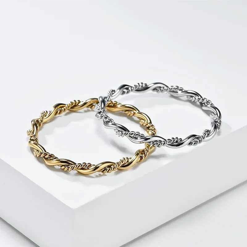 2mm Stainless Steel Twist Rope Weaved Ring Wedding Band for Women Girl Size 5-10 y250730