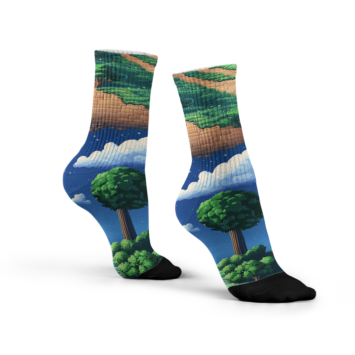 Retro Game Landscape Unisex Tube Designer Socks C123