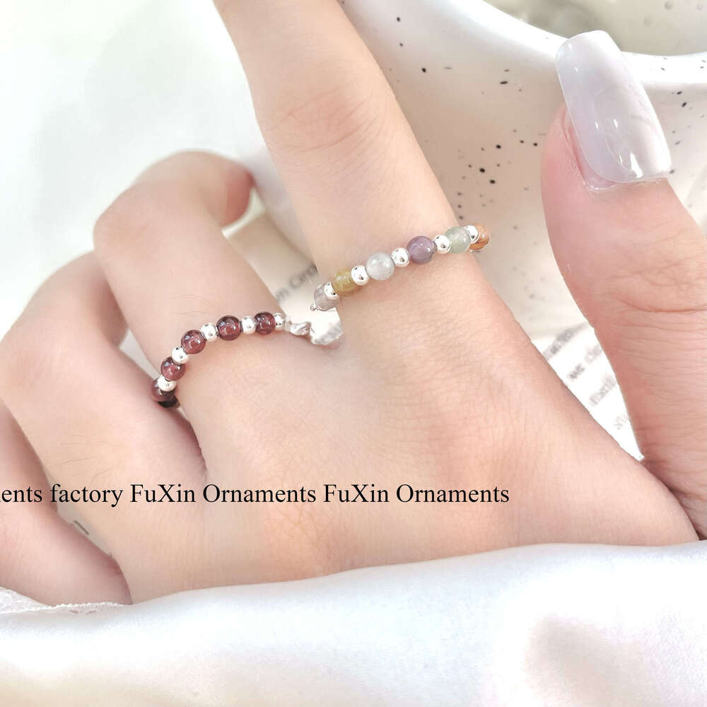 Minimalist INS Style Light Luxury High-End Niche Design Half-Hoop Elegant Women Beaded Round Bead Ring 6c5