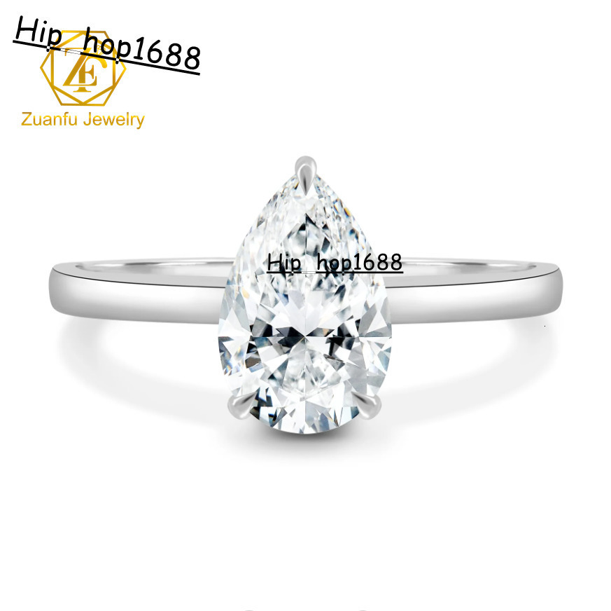 2025 Latest Luxury 14K White Gold 2 Carats Pear Shaped Moissanite Diamond Ring Women Trendy Wedding Engagement Jewelry Unisex
