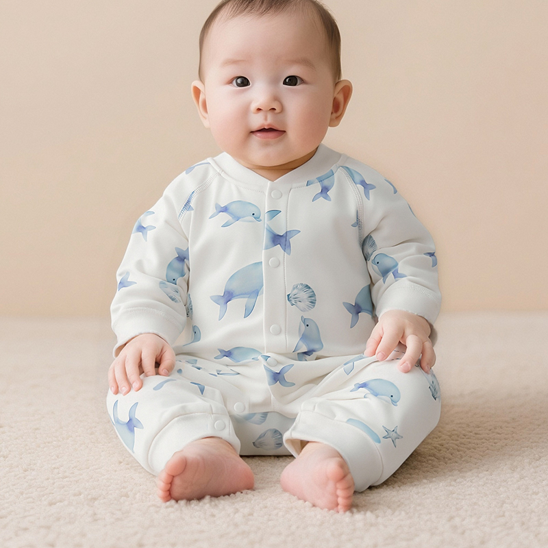 Pure cotton A-type baby jumpsuit newborn home baby clothes baby autumn and winter harem long crawling