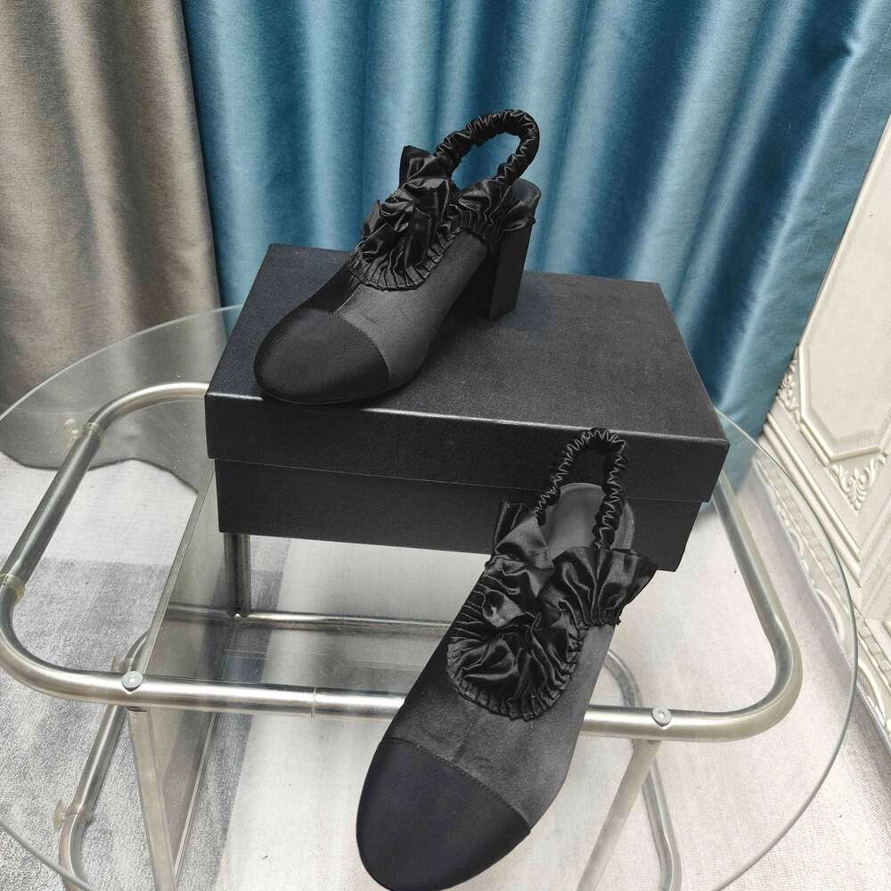 Shoes Women Size35-41 Silk Genuine Leather Pumps Slingbacks Super High Heels Round Toe Sandal Designer Shoe Zapatillas De Mujer 85b