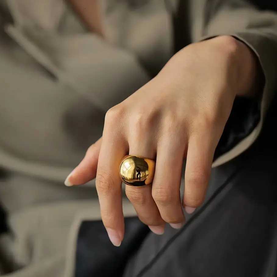 Stainless Steel Minimalism Smooth Ball Rings in Gold Color Chunky Dome Ring for Women and Men Non-fading Statement Jewelry Party Gifts y250730