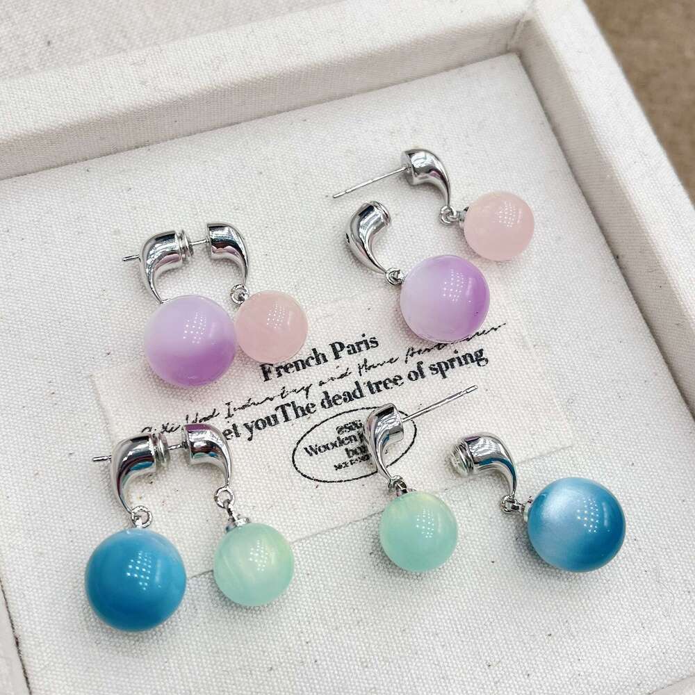 A Two-Way Wear Colorful Zircon Double-Headed Stud Simple Women's 2025 New Earrings 2cf