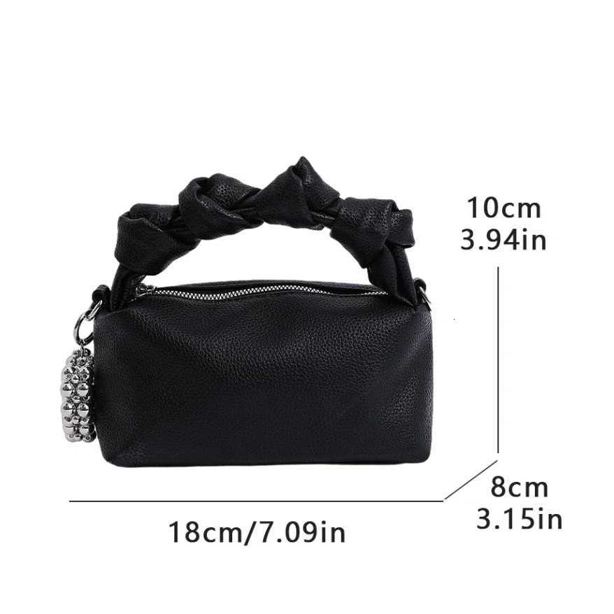 Pleated Cloud Bag Handbag Rhinestones Handle Evening Clutch Bag For Women 2025 Green Design Leather Chain Shoulder Crossbody Bag Y250730