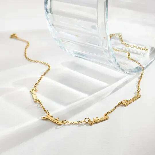 Custom Multiple Stainless Steel Women Choker Necklace Personalized Names Jewelry Gift