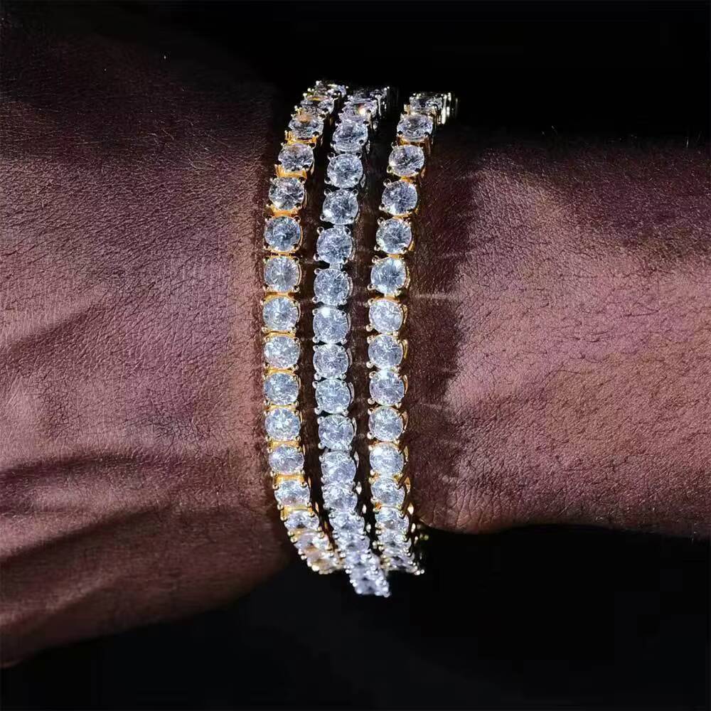 Hip Hop 925 Sterling Silver Bracelet Jewelry Iced Out Tennis Chain Bracelet for Men Women VVS Moissanite Diamond Bracelet