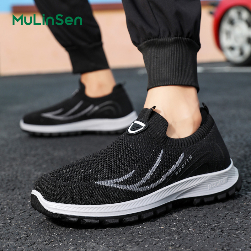 Mulinsen mesh shoes men's spring and summer breathable mesh fly woven slip-on old Beijing middle-aged and elderly comfortable old man dad shoes