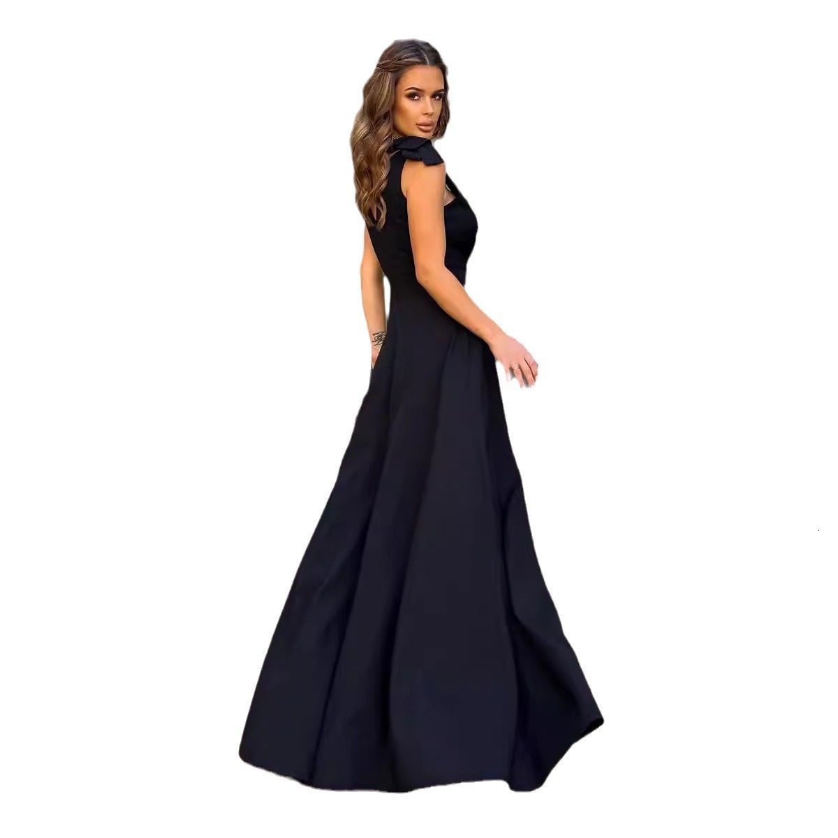 Womens Summer Solid Color Extended Evening Dress