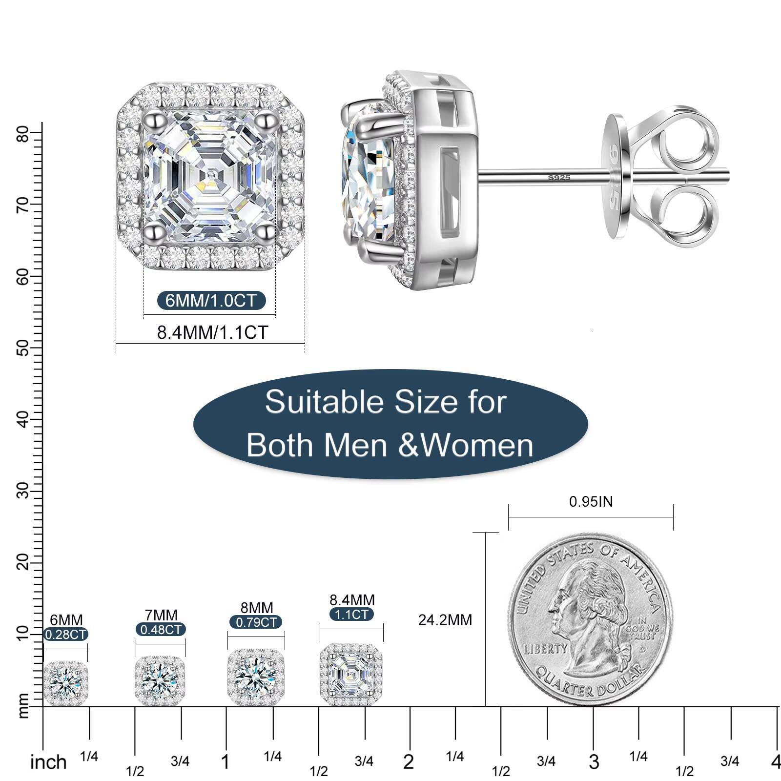 Factory Price Wedding Earring 925 Sterling Silver Luxury Diamond Fashion Jewelry Hip Hop Moissanite Stud Earrings