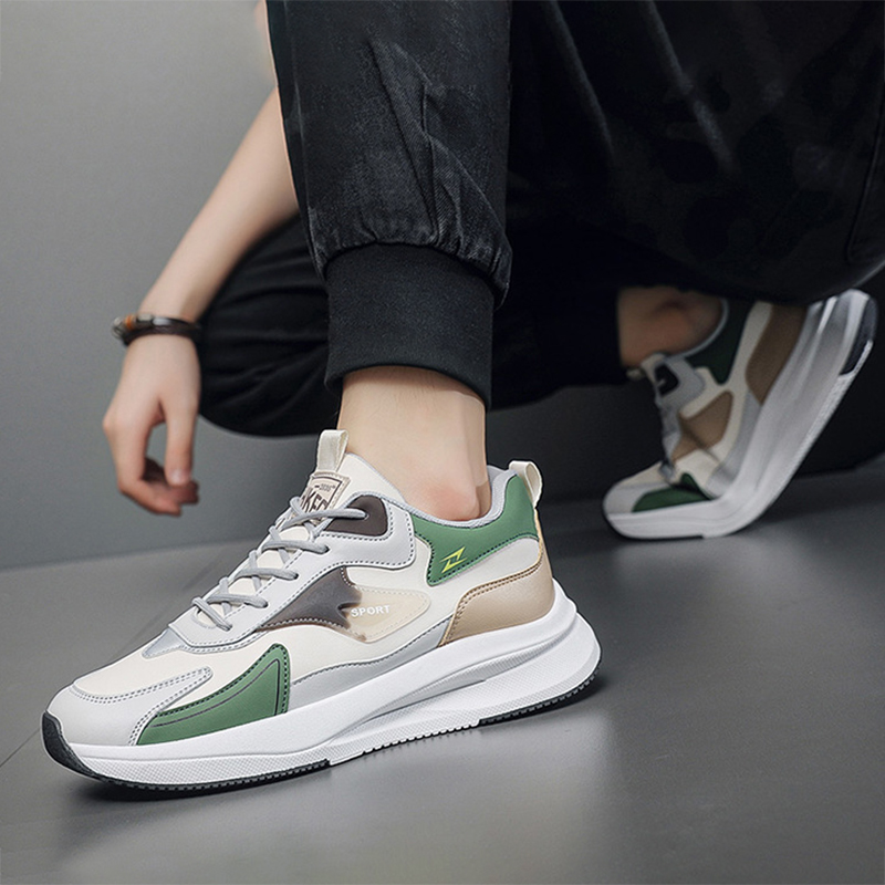 designer shoes sneakers lightweight leather trainers mens shoes fashion white green black thick-sole comfort durable non-slip sneaker size 39-44