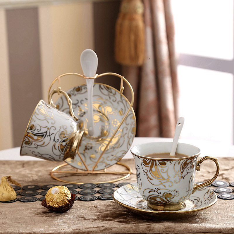 European Luxury Ceramic Coffee Cup Set Creative Tea Set Living Room Household Water Cup Mug Milk Cup 250731