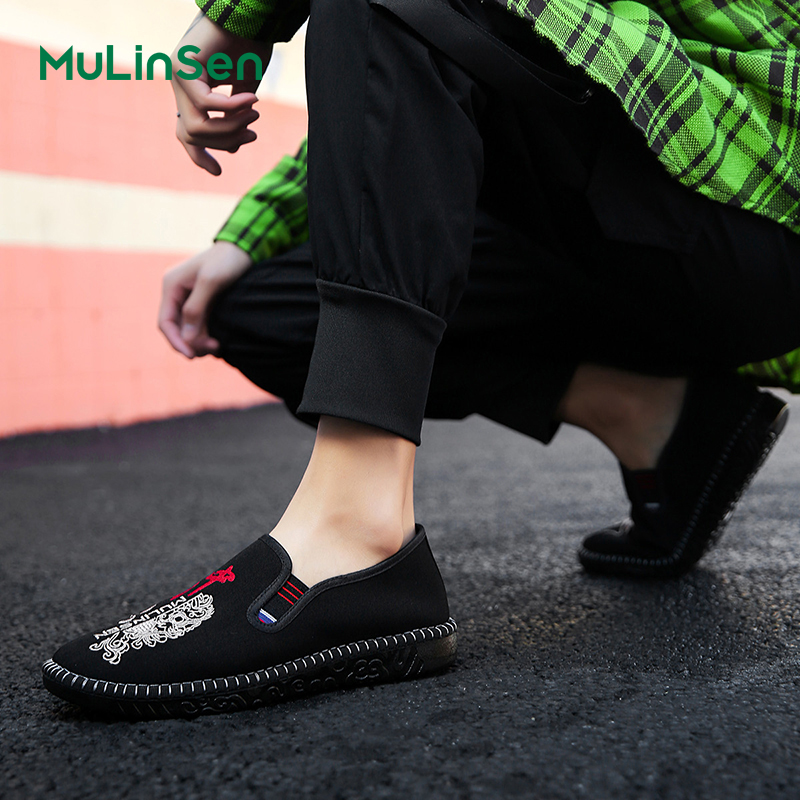 Mulinsen spring and autumn new national trend old Beijing cloth shoes men's shoes breathable non-slip Chinese style flat dad shoes