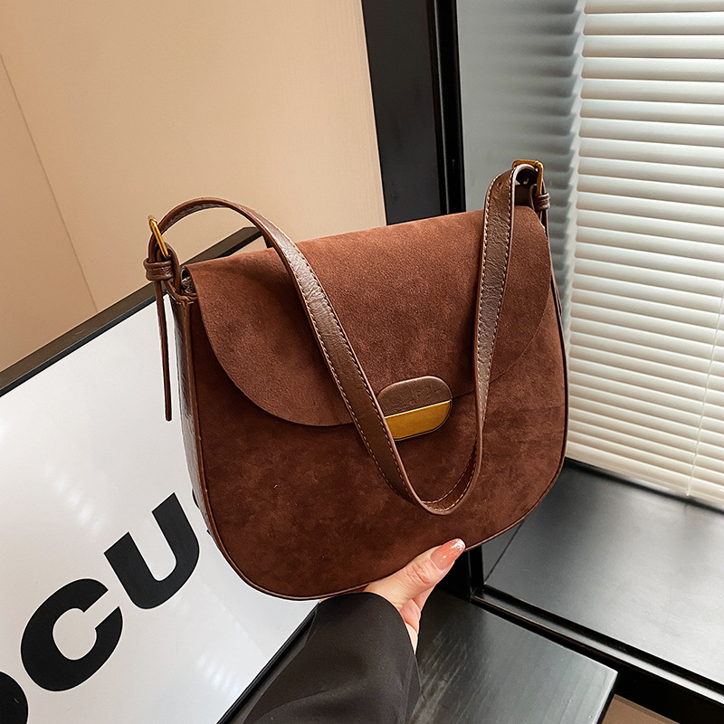 Single Shoulder for Women, Underarm Large Capacity Women's Bag, 2024 New Model, Niche Versatile Suede Leather Crossbody Saddle Bag ddmymoon