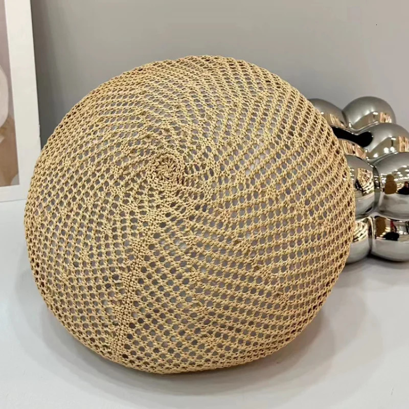 Japanese Knitted Hollow Berets for Women Summer Thin Knitted Painter Caps Ins Simple Korean Version Versatile Pumpkin Beret Hat 250730