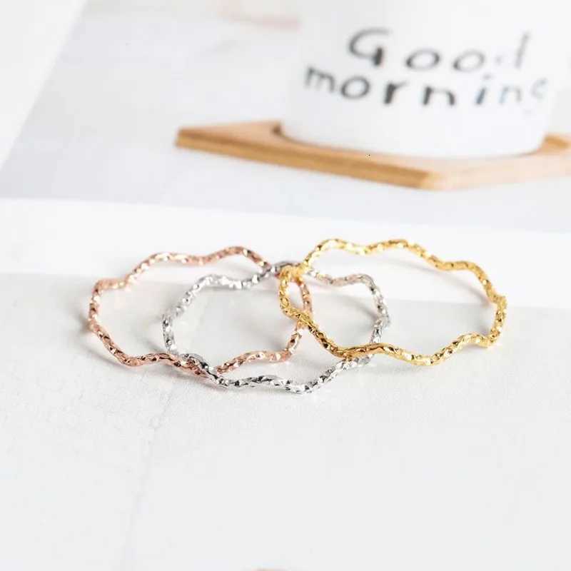 Fashion Retro Stainless Steel Wave Design Knuckle Rings for Women Rose Gold Color Simple Girl Gift Size 5-10 1mm Thin Ring y250730