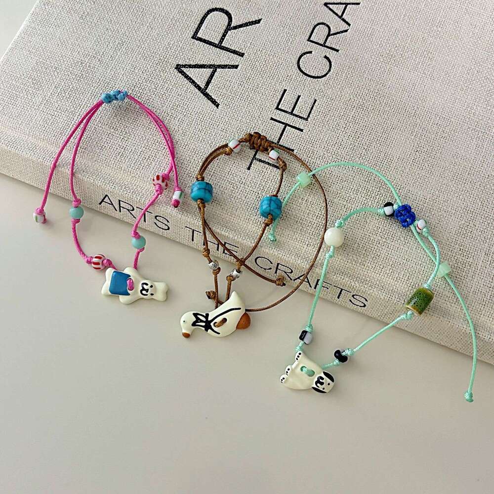 Animal Party~ Cartoon Animals Duck Puppy Rabbit Adjustable Woven Bracelet Cute Sweet Wristband ef0