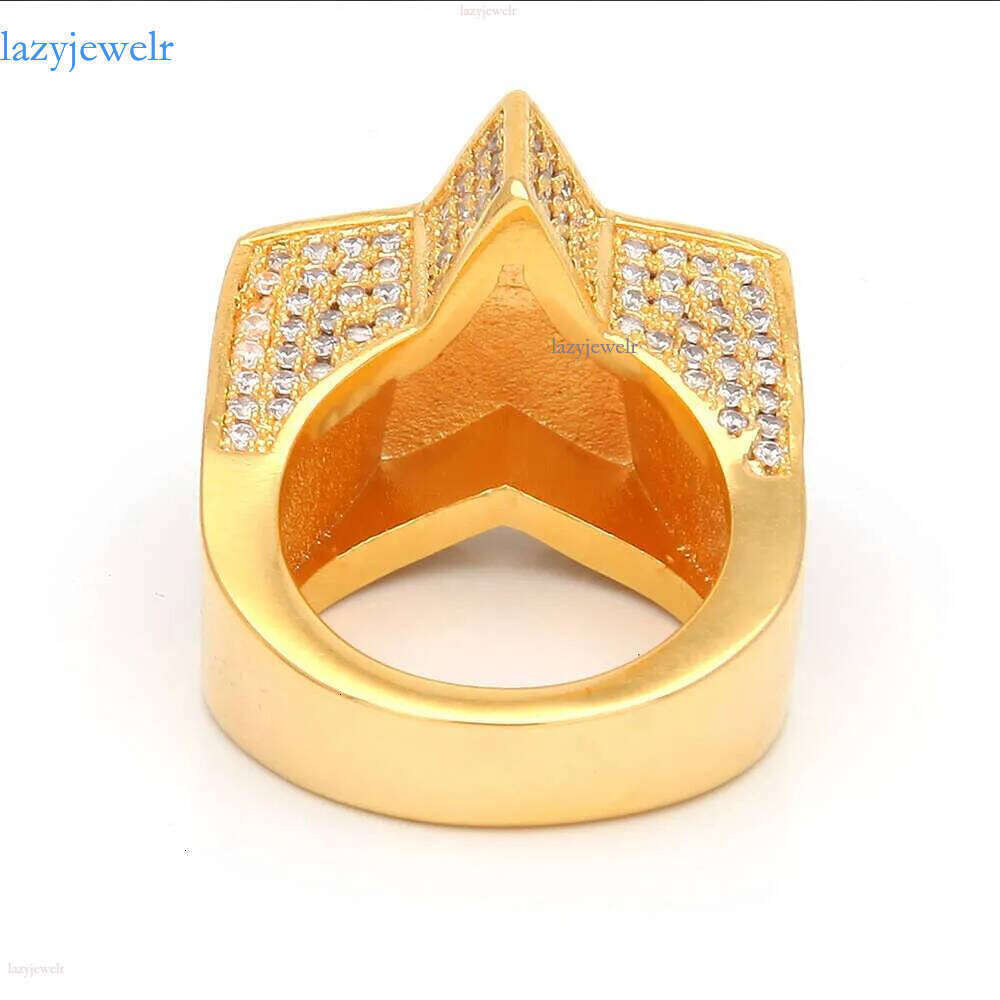 men's passed GRA Dia Five-pointed Men's star Hip Hop trendy moissanite dia gold sterling sier cuban women ring