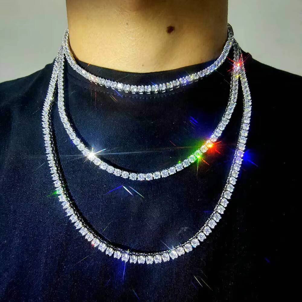 4mm Hip Hop Bling Choker Men Jewelry Iced Out Diamond Stainless Steel CZ Necklace Tennis Chain