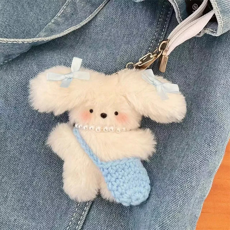Creative Keychains Charm Cute INS Little Milk Dog Keychain For Bags Plush Bag Pendant Girls Heart Doll Keyring Jewelry Gifts 250730