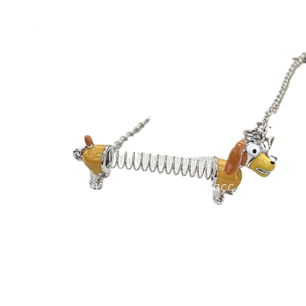 FX New Funny Cute Childlike Spring Puppy Necklace for Women Small Exquisite Collarbone High-end Sweater Chain Trendy e5b