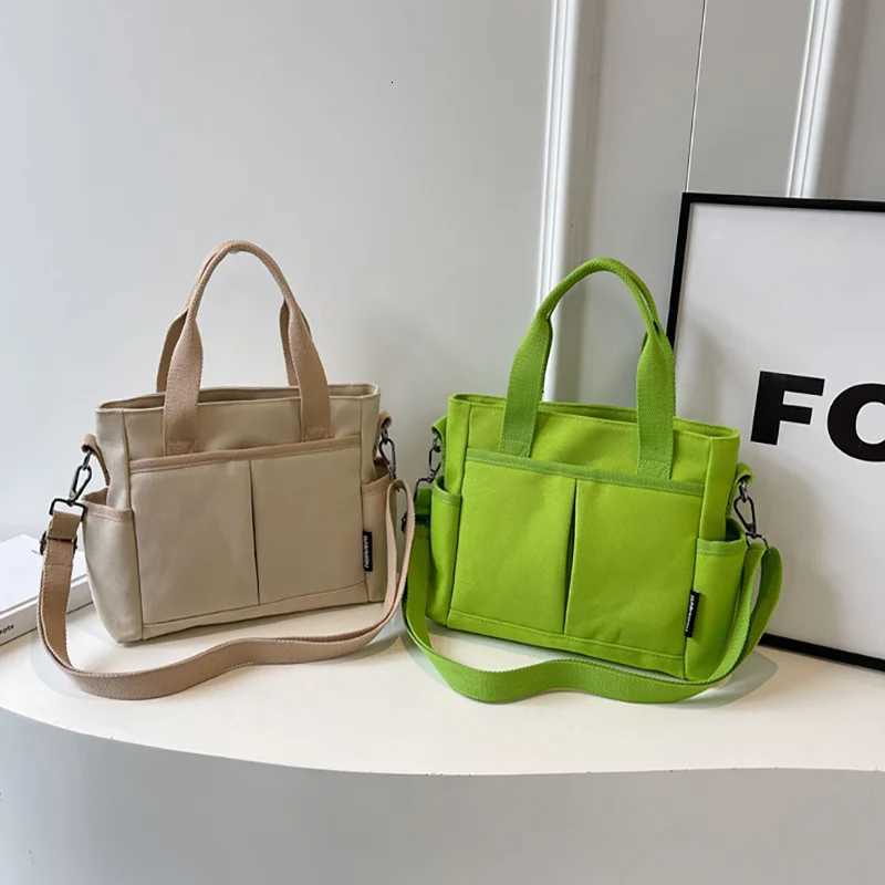 Womens Bag Multiple Pockets Shoulder Bag Large Capacity Canvas Tote Handbag For Women Daily Commuting Shopping Bag Y250730