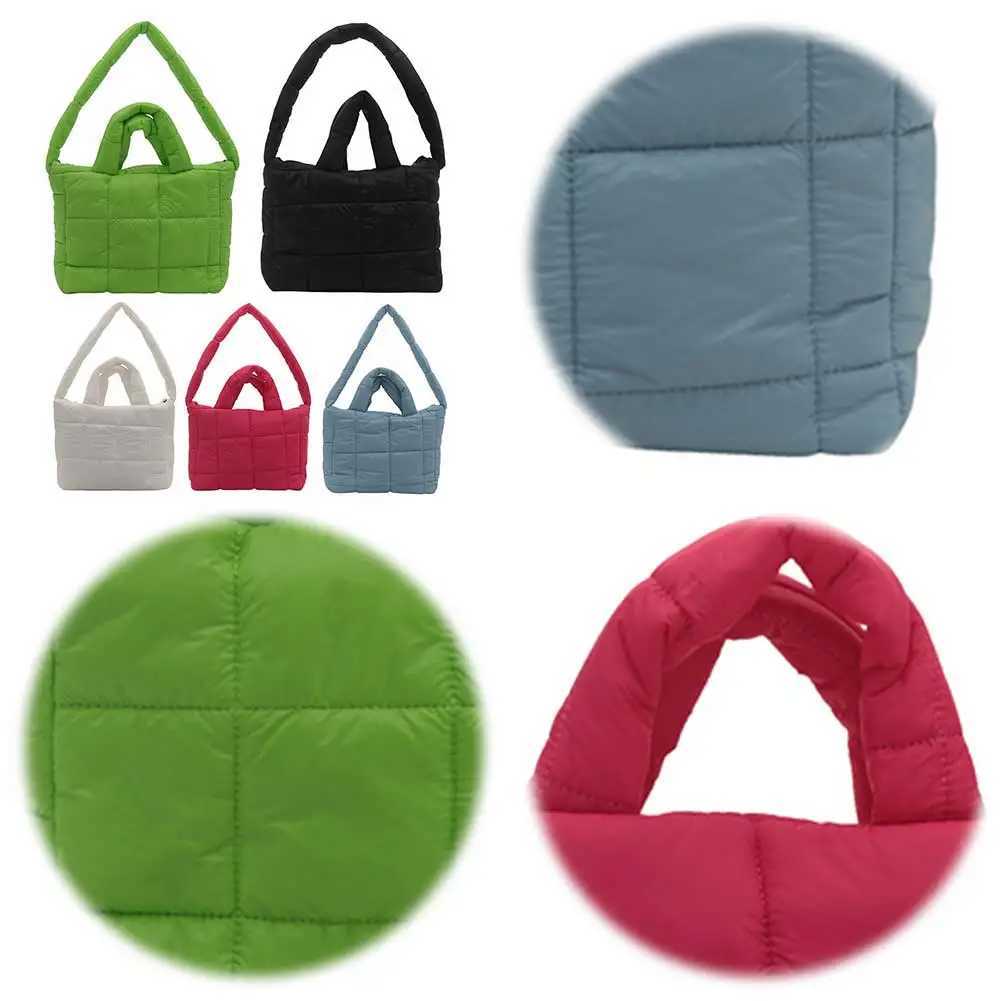 Women Quilted Shoulder Bag Large Capacity Puffer Tote Handbag Solid Color Quilted Top Handle Bag Ladies Commute Bag Y250730